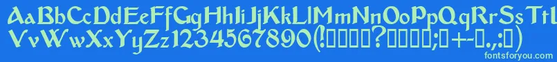 Middleages Font – Green Fonts on Blue Background