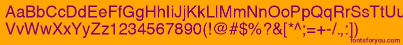 HelveticaCeRegular Font – Purple Fonts on Orange Background