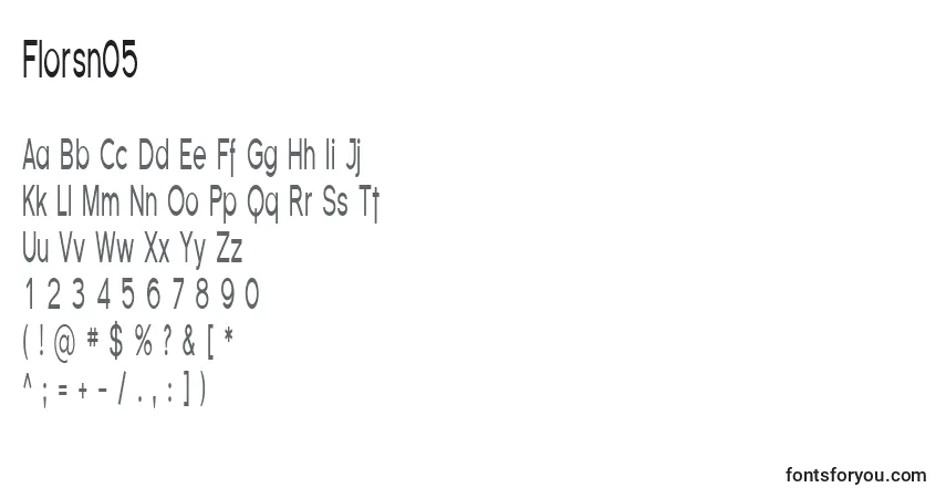 Czcionka Florsn05 – alfabet, cyfry, specjalne znaki