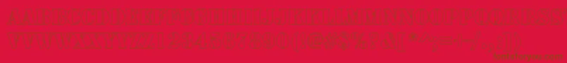 Więcej informacji o czcionce ArmyHollowCondensed Czcionka ArmyHollowCondensed – brązowe czcionki na czerwonym tle