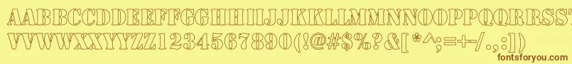 ArmyHollowCondensed Font – Brown Fonts on Yellow Background