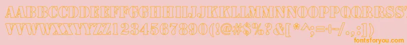 ArmyHollowCondensed-Schriftart – Orangefarbene Schriften auf rosa Hintergrund