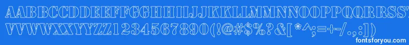 ArmyHollowCondensed-Schriftart – Weiße Schriften auf blauem Hintergrund
