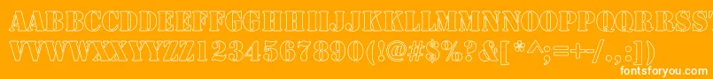 ArmyHollowCondensed-Schriftart – Weiße Schriften auf orangefarbenem Hintergrund