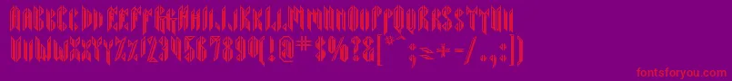 Sarcophagus-Schriftart – Rote Schriften auf violettem Hintergrund