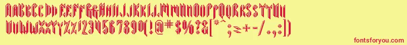 Sarcophagus-fontti – punaiset fontit keltaisella taustalla