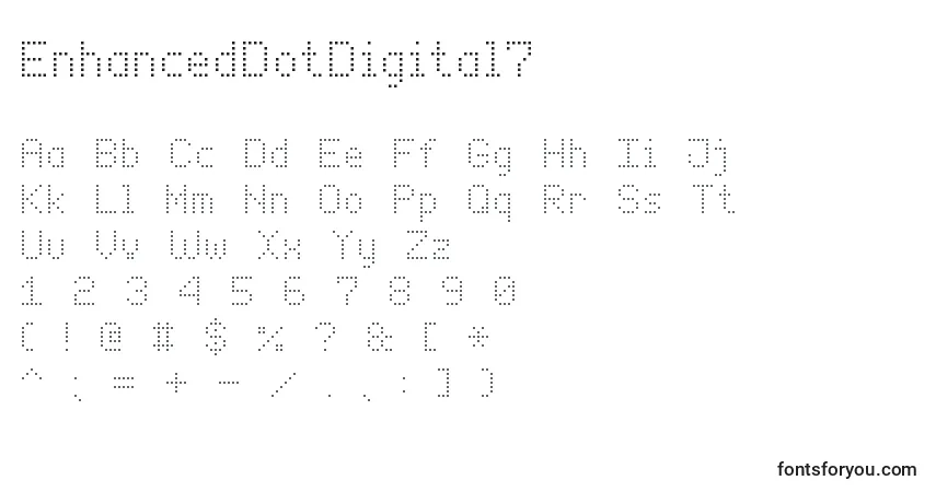 EnhancedDotDigital7-fontti – aakkoset, numerot, erikoismerkit