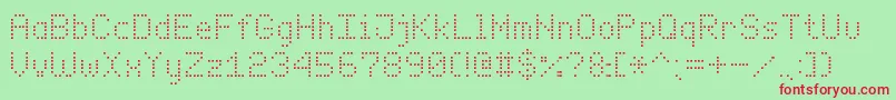 Шрифт EnhancedDotDigital7 – красные шрифты на зелёном фоне