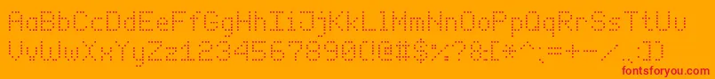 EnhancedDotDigital7-Schriftart – Rote Schriften auf orangefarbenem Hintergrund