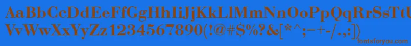 BodoniDemiRegular-Schriftart – Braune Schriften auf blauem Hintergrund