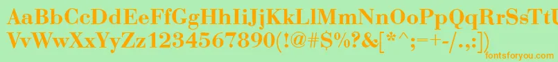 フォントBodoniDemiRegular – オレンジの文字が緑の背景にあります。