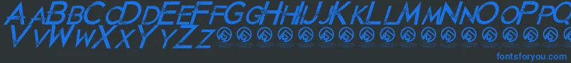 JustdiealreadyItalic Font – Blue Fonts on Black Background