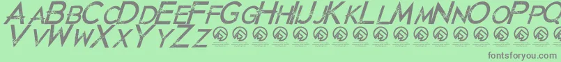 フォントJustdiealreadyItalic – 緑の背景に灰色の文字
