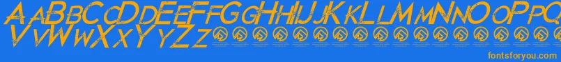 Fonte JustdiealreadyItalic – fontes laranjas em um fundo azul
