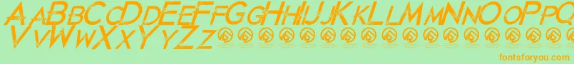 JustdiealreadyItalic Font – Orange Fonts on Green Background