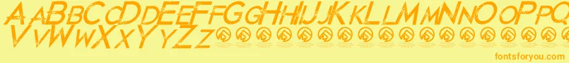 JustdiealreadyItalic Font – Orange Fonts on Yellow Background