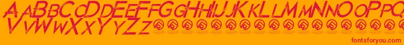 JustdiealreadyItalic Font – Red Fonts on Orange Background