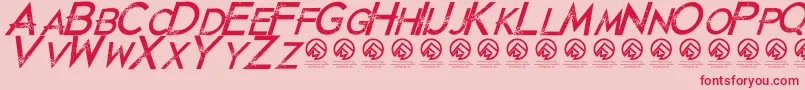 JustdiealreadyItalic-Schriftart – Rote Schriften auf rosa Hintergrund