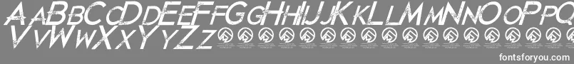 フォントJustdiealreadyItalic – 灰色の背景に白い文字