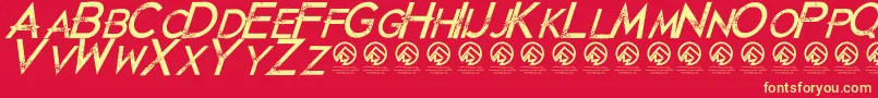 fuente JustdiealreadyItalic – Fuentes Amarillas Sobre Fondo Rojo