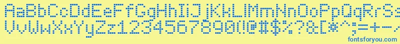 LedBoard7 Font – Blue Fonts on Yellow Background