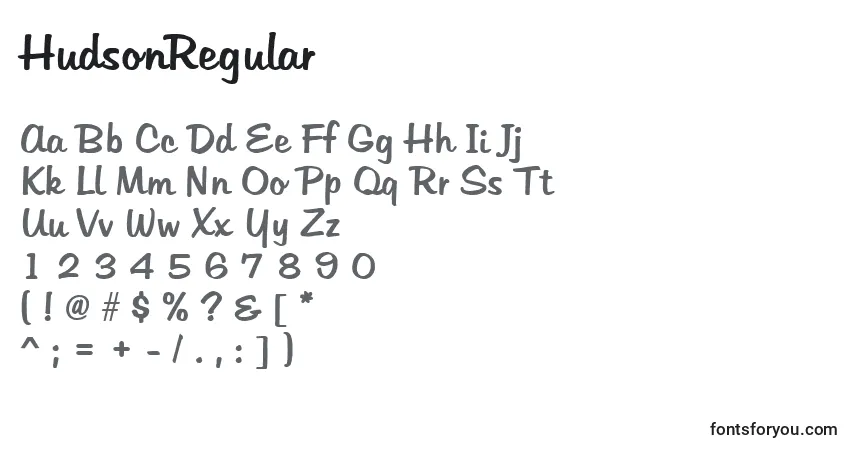 HudsonRegular Font – alphabet, numbers, special characters