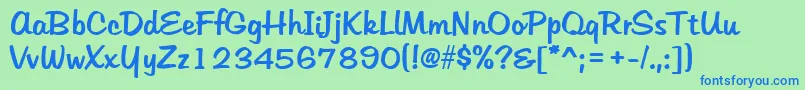 Fonte HudsonRegular – fontes azuis em um fundo verde