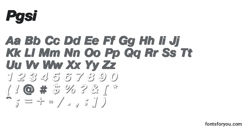 Pgsi-fontti – aakkoset, numerot, erikoismerkit