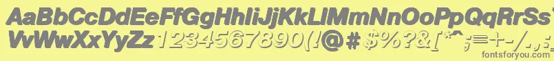 Pgsi-fontti – harmaat kirjasimet keltaisella taustalla
