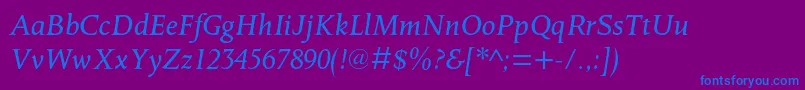 OctavianmtstdItalic Font – Blue Fonts on Purple Background