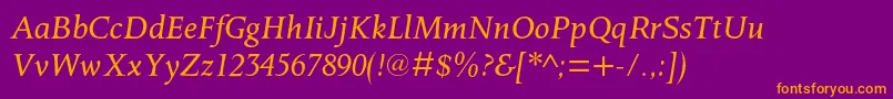 OctavianmtstdItalic Font – Orange Fonts on Purple Background