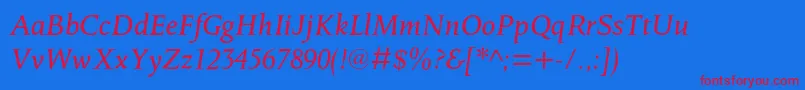 OctavianmtstdItalic Font – Red Fonts on Blue Background