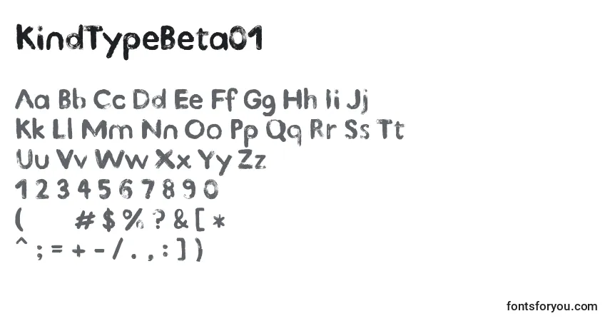 A fonte KindTypeBeta01 – alfabeto, números, caracteres especiais
