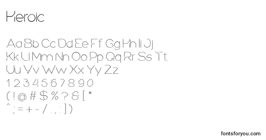Шрифт Heroic – алфавит, цифры, специальные символы