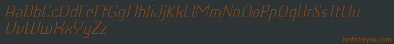 ChiqReducedLightitalic-Schriftart – Braune Schriften auf schwarzem Hintergrund