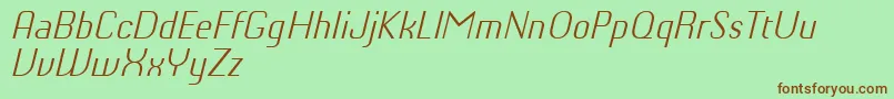 Czcionka ChiqReducedLightitalic – brązowe czcionki na zielonym tle