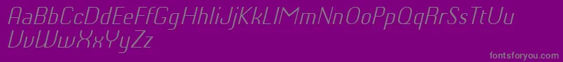 ChiqReducedLightitalic-Schriftart – Graue Schriften auf violettem Hintergrund