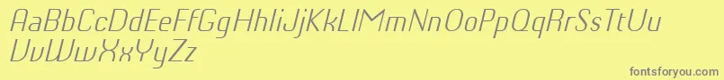 Fonte ChiqReducedLightitalic – fontes cinzas em um fundo amarelo