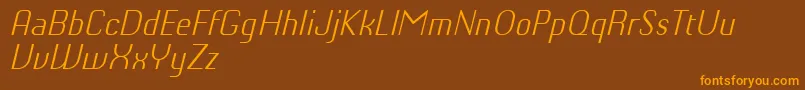 Fonte ChiqReducedLightitalic – fontes laranjas em um fundo marrom