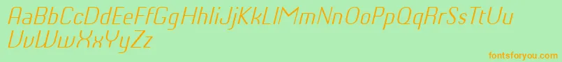 ChiqReducedLightitalic-Schriftart – Orangefarbene Schriften auf grünem Hintergrund