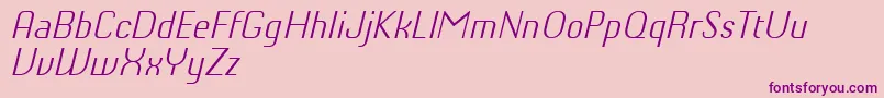 Fonte ChiqReducedLightitalic – fontes roxas em um fundo rosa