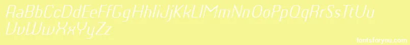 Fonte ChiqReducedLightitalic – fontes brancas em um fundo amarelo