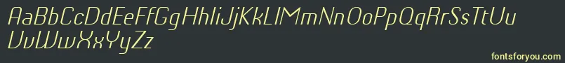 ChiqReducedLightitalic-fontti – keltaiset fontit mustalla taustalla