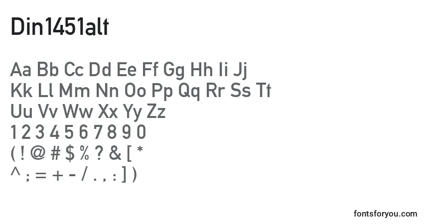 Schriftart Din1451alt – Alphabet, Zahlen, spezielle Symbole