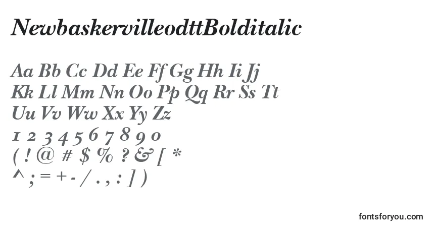 Шрифт NewbaskervilleodttBolditalic – алфавит, цифры, специальные символы