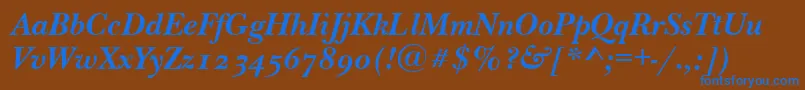 NewbaskervilleodttBolditalic Font – Blue Fonts on Brown Background