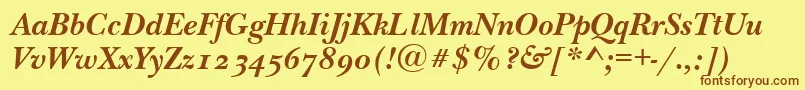 NewbaskervilleodttBolditalic Font – Brown Fonts on Yellow Background
