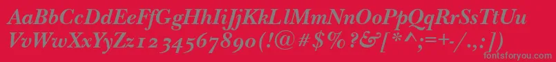 フォントNewbaskervilleodttBolditalic – 赤い背景に灰色の文字