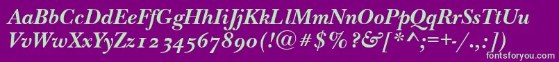 NewbaskervilleodttBolditalic Font – Green Fonts on Purple Background