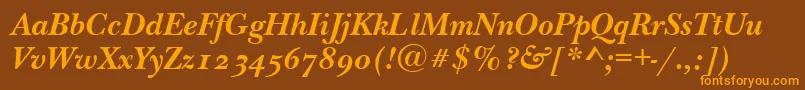 NewbaskervilleodttBolditalic Font – Orange Fonts on Brown Background